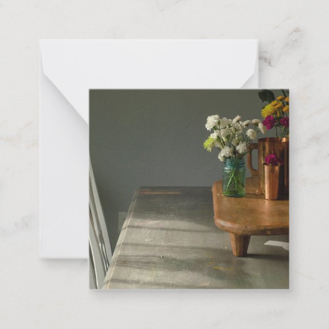 Flores y mesa de época Tarjeta de saludo de por vi (Anverso)