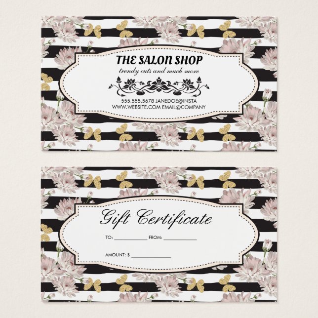 Flores y rayas | Lealtad a las mariposas Purpurina (Anverso y reverso)