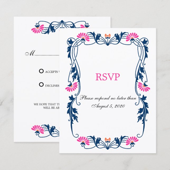 Flores y Remolinos Elegantes Hojas Tarjetas de RSV (Anverso / Reverso)