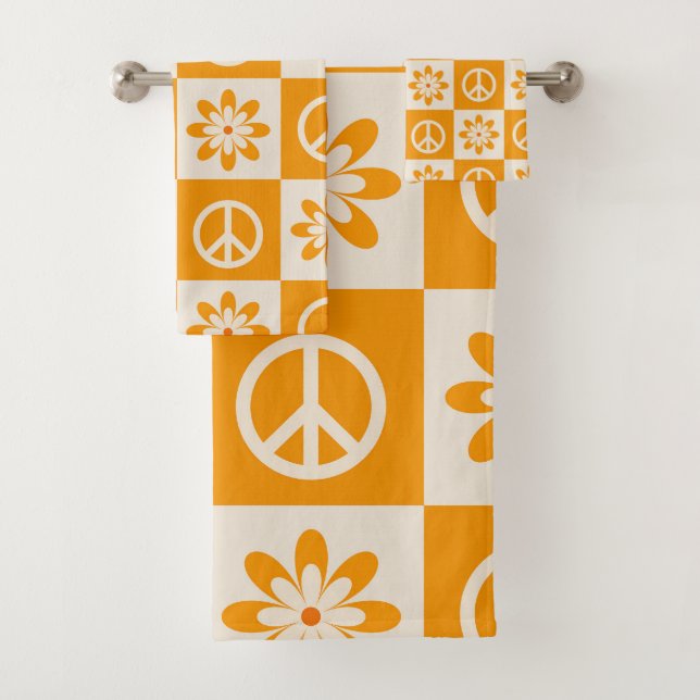 Flores y Signos de Paz Groovy de Cuadros Naranja (In situ)