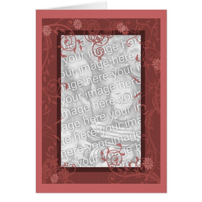 Flores Y Swirls Diseñan Tarjeta Fotográfica (Frente)