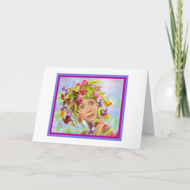 Flores y tarjeta de cumpleaños divertida (Anverso)