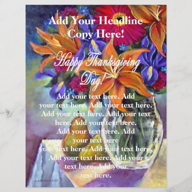 Flores y volantes de Feliz Día de Acción de Gracia (Frente)