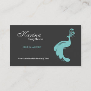 FLOREZA DE PEACOCK en tarjeta de visita AQUA/GRIS
