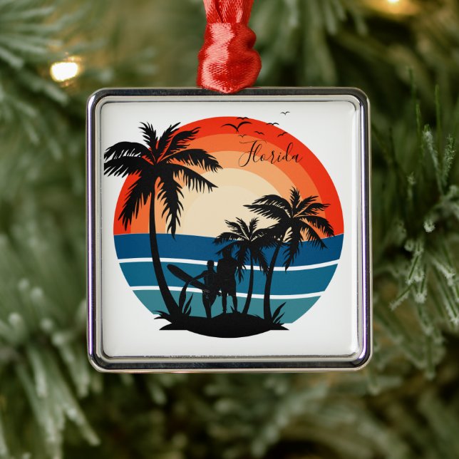 Florida Beach Surfer Sunset - Ornamento (Árbol)