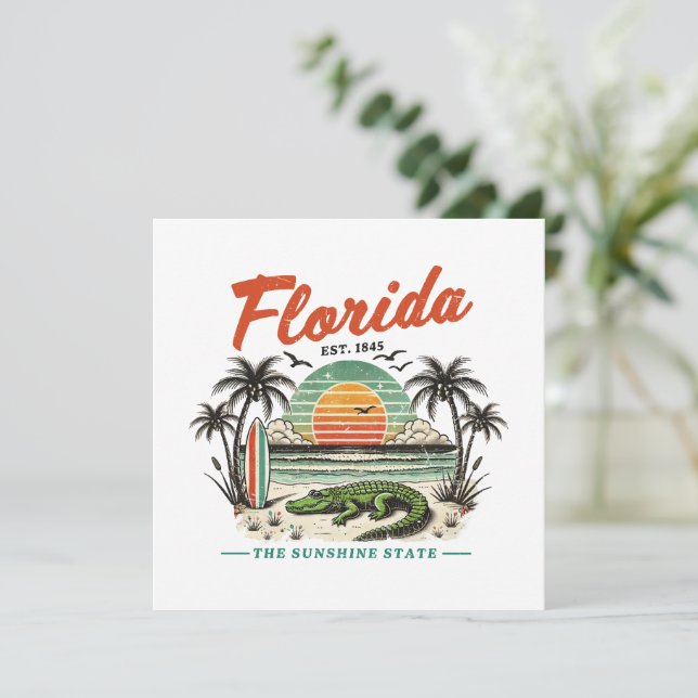 Florida, El Estado Sunshine - Sunset Beach Scene (Anverso de pie)