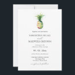 Florida Invitaciones a matrimonio Pineapple acuare<br><div class="desc">Una elección simple pero botánica para anunciar a su boda. Estas invitaciones nupciales en Florida presentan una piña acuarela minimalista con sus detalles en gris carbón sobre un fondo blanco y fresco. La tarjeta se revierte a un color verde sabio de cortesía. Utilice los campos de plantilla para personalizar con...</div>