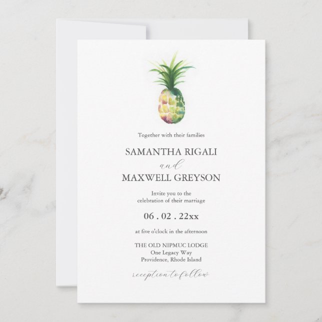 Florida Invitaciones a matrimonio Pineapple acuare (Anverso)