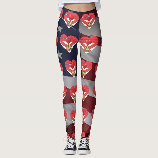 Florida Love Patriotic Flag Fun Leggings (Anverso)