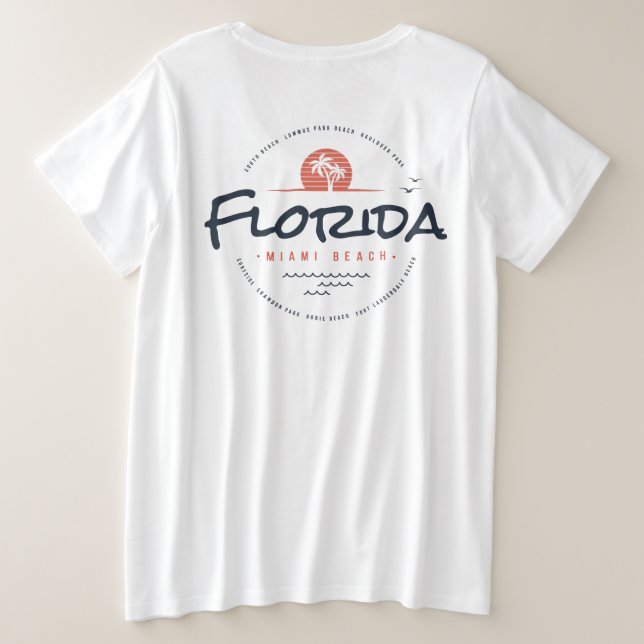 Florida Miami Beach Retro Atardecer Palma Tropical (Reverso del diseño)
