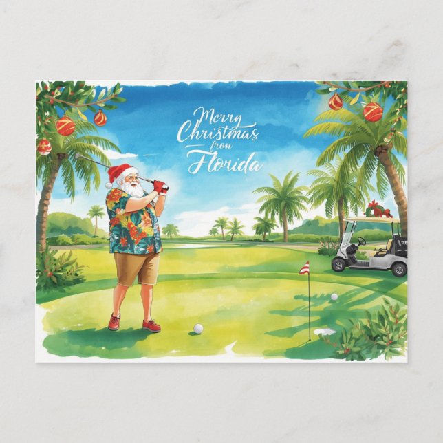 Florida Navidad Santa jugando golf  (Anverso)