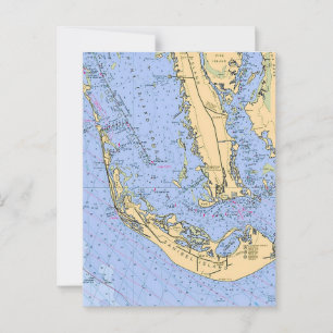 Florida - Sanibel Captiva Carta Náutica Tarjeta Po