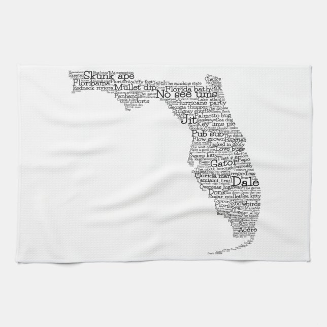 Florida USA Jerga Palabra Mapa de arte toalla de c (Horizontal)