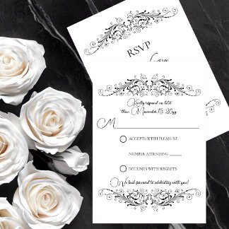 Floritura Negra y Blanca Elegancia RSVP
