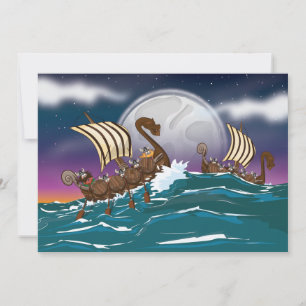 flota de invasión de vikingos de dibujos animados