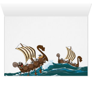 Flota de invasión vikinga de dibujos animados