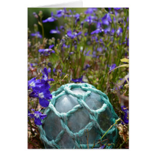 Flotador de pesca de vidrio y flores