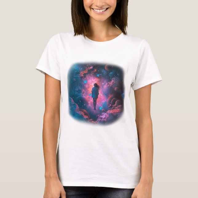 Flotando entre sueños y camiseta galaxial (Anverso)