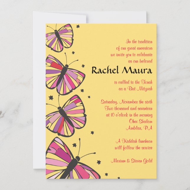 FLOTANTE Bat Mitzvah Invitación (Anverso)