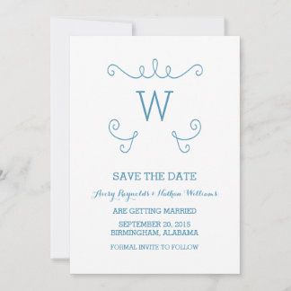Flourish azul sensacional Guardar invitación de fe