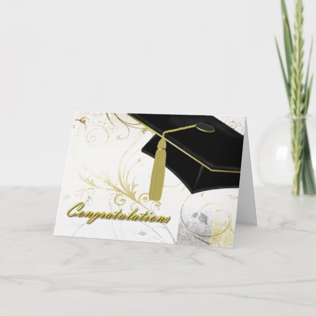 Flourish elegante con la tarjeta de la graduación (Anverso)