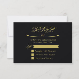 Flourish elegante RSVP del corazón del negro y del