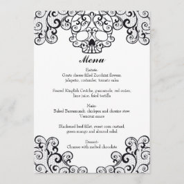 Flourish menú de la boda del cráneo 5x7 de lujo"