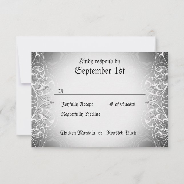 Flourish RSVP Bride & Groom Skeleton Cards (Anverso)