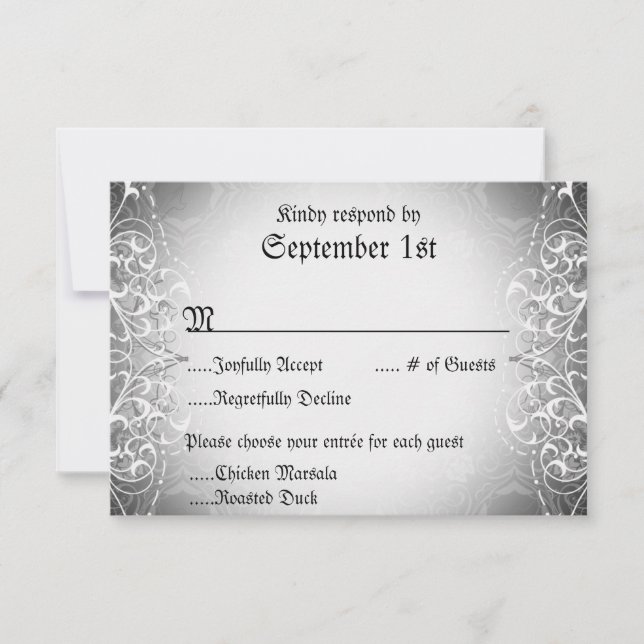 Flourish RSVP Bride & Groom Skeleton Cards (Anverso)