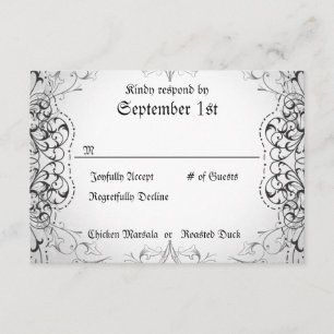 Flourish RSVP Bride & Groom Skeleton Cards