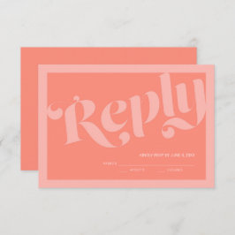 Flourish Typography Coral Salmon Wedding RSVP