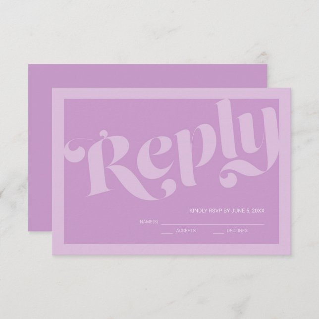 Flourish Typography Lavender Lilac Wedding RSVP (Anverso / Reverso)