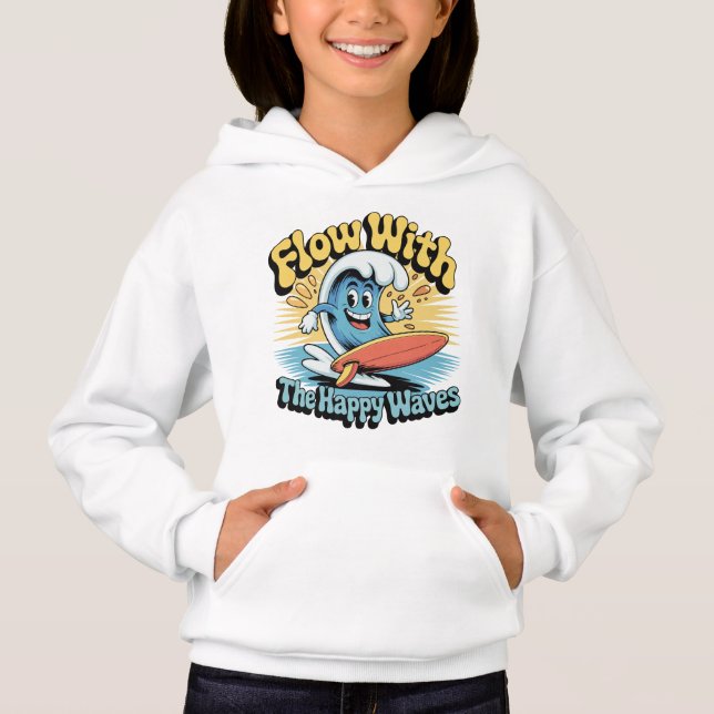 Flow With The Happy Waves Kids Surf Shirt (Anverso)