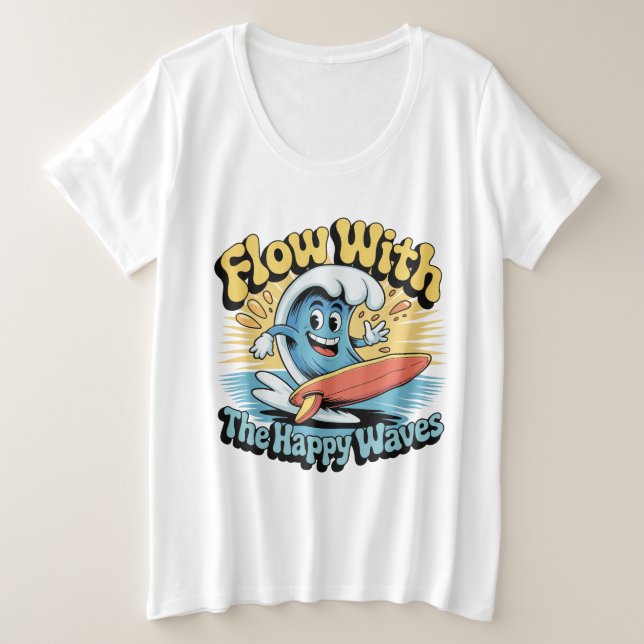 Flow With The Happy Waves Retro Surf Vibes Women's (Anverso del diseño)