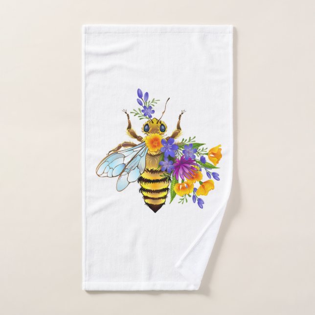Flower bee with wild plants (Toalla de mano)