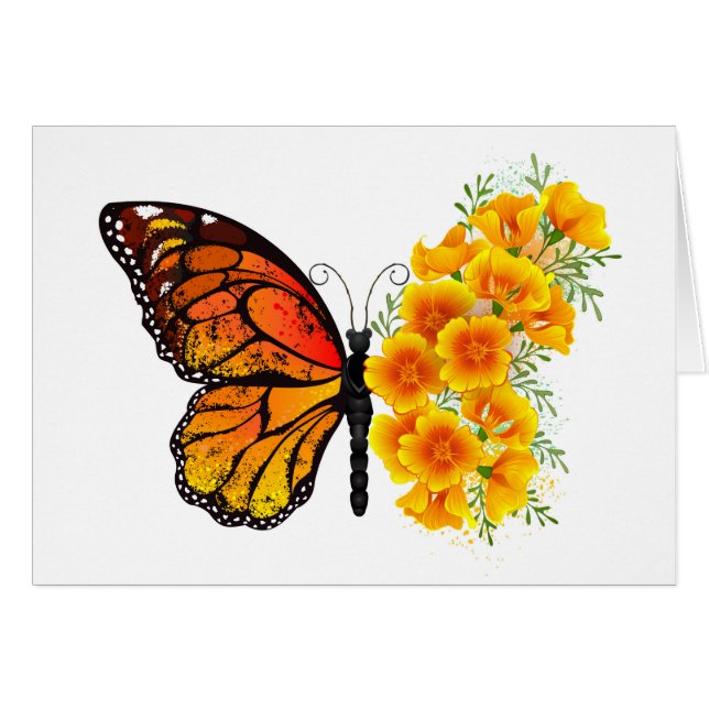 Flower Butterfly with Yellow California Poppy (Anverso (Horizontal))