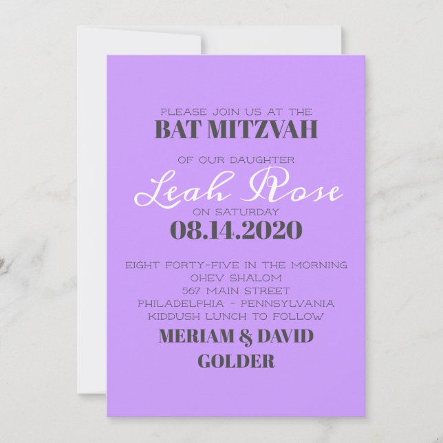 FLOWER CHILD Bar Bat Mitzvah Invitación (Anverso)