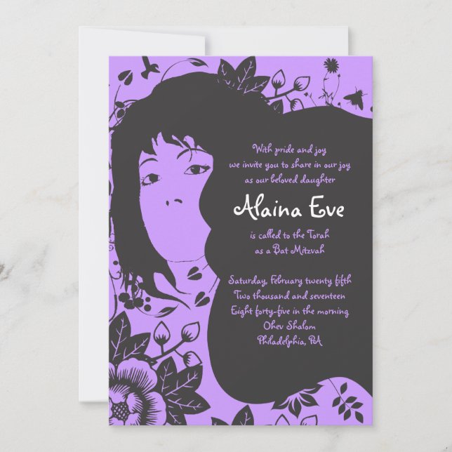 FLOWER CHILD Bar Bat Mitzvah Invitación (Anverso)