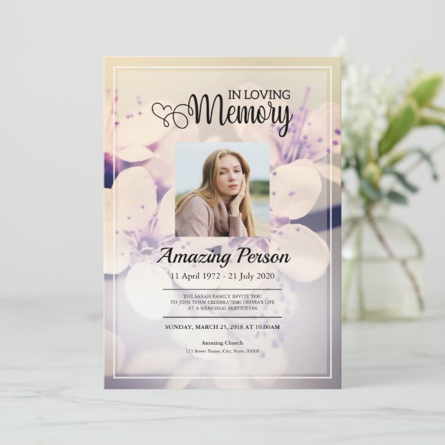 Flower Funeral orden de servicio Invitación (Anverso de pie)