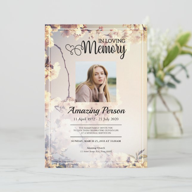 Flower Funeral orden de servicio Invitación (Anverso de pie)