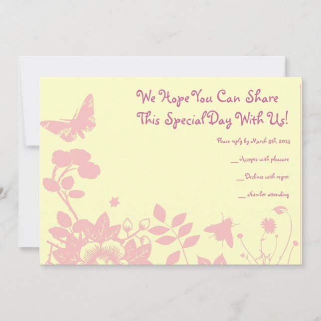 Flower Girl Bar Bat Mitzvah Invitación Tarjeta de  (Anverso)