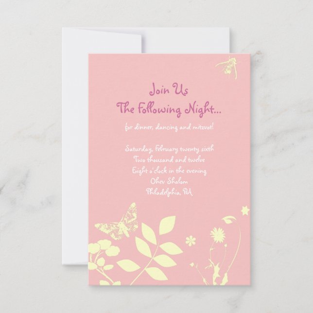 Flower Girl Bar Bat Mitzvah Invitación Tarjeta Fie (Anverso)