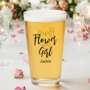 Flower Girl Boda Black White Glass Cup