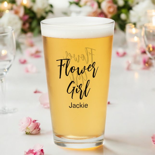 Flower Girl Boda Black White Glass Cup (Subido por el creador)