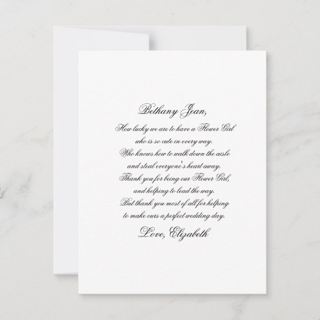 Flower Girl Gracias Script Poder Card (Anverso)