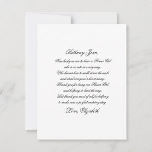 Flower Girl Gracias Script Poder Card