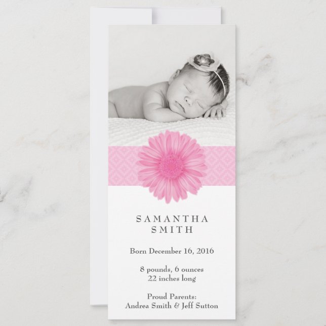 Flower Headband ı anuncio de nacimiento 4" x 9.25" (Anverso)