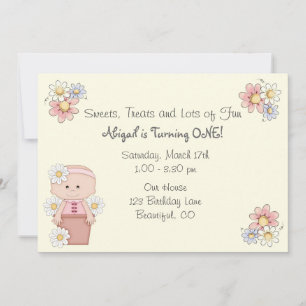 Flower Pot Baby Invitaciones para el primer cumple