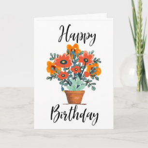 Flower Pot de la tarjeta de cumpleaños feliz