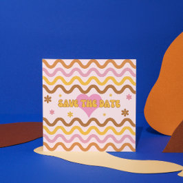 Flower Power 60's 70's Retro Guardar la tarjeta de